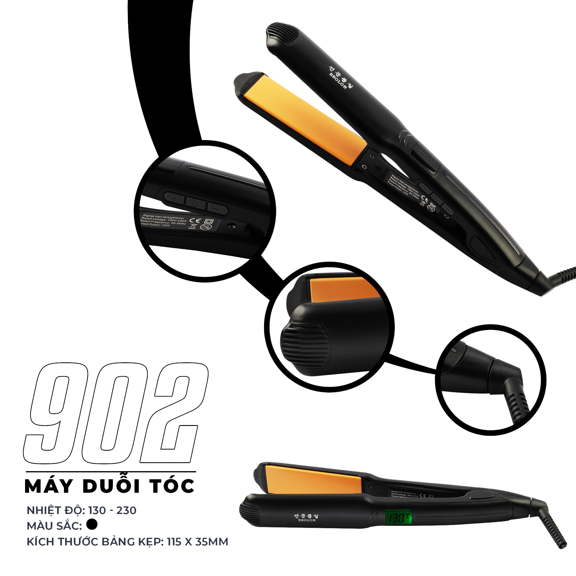 MÁY KẸP DUỖI TÓC EBL-902 MÁY KẸP DUỖI TÓC EBL-902