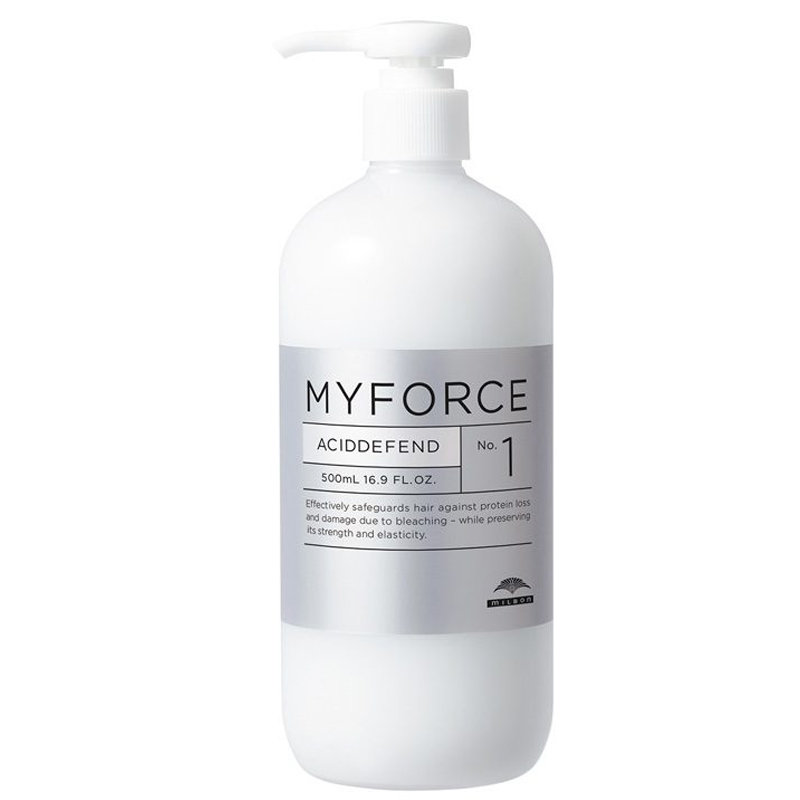 Chai số 1 Milbon Myforce Aciddefend No1 ngăn chặn tóc hư tổn 500ml